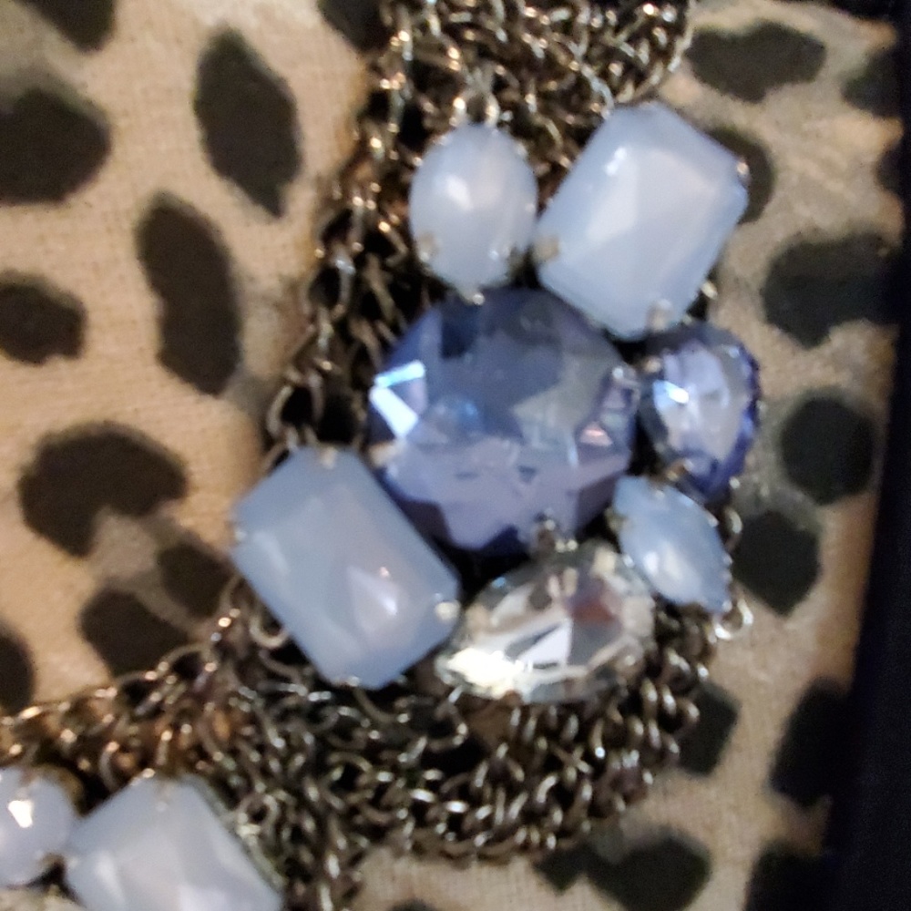 Blue and Silver tone Statement Necklace - Picture 5 of 7